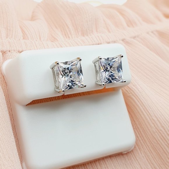 "8MM S925 Sterling Silver CZ Stud Earrings for Women/Girl, US19251038 - Picture 4 of 9